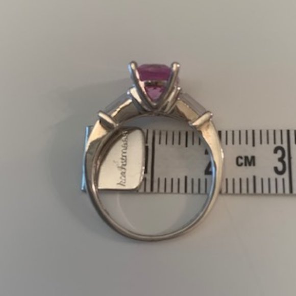 Pink Oval Stone with Clear Ring - Sterling NEW - Picture 2 of 2